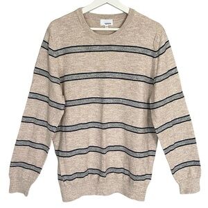 SONOMA Sweater Supersoft Crewneck Long Sleeve Tan Grey Stripe Men L